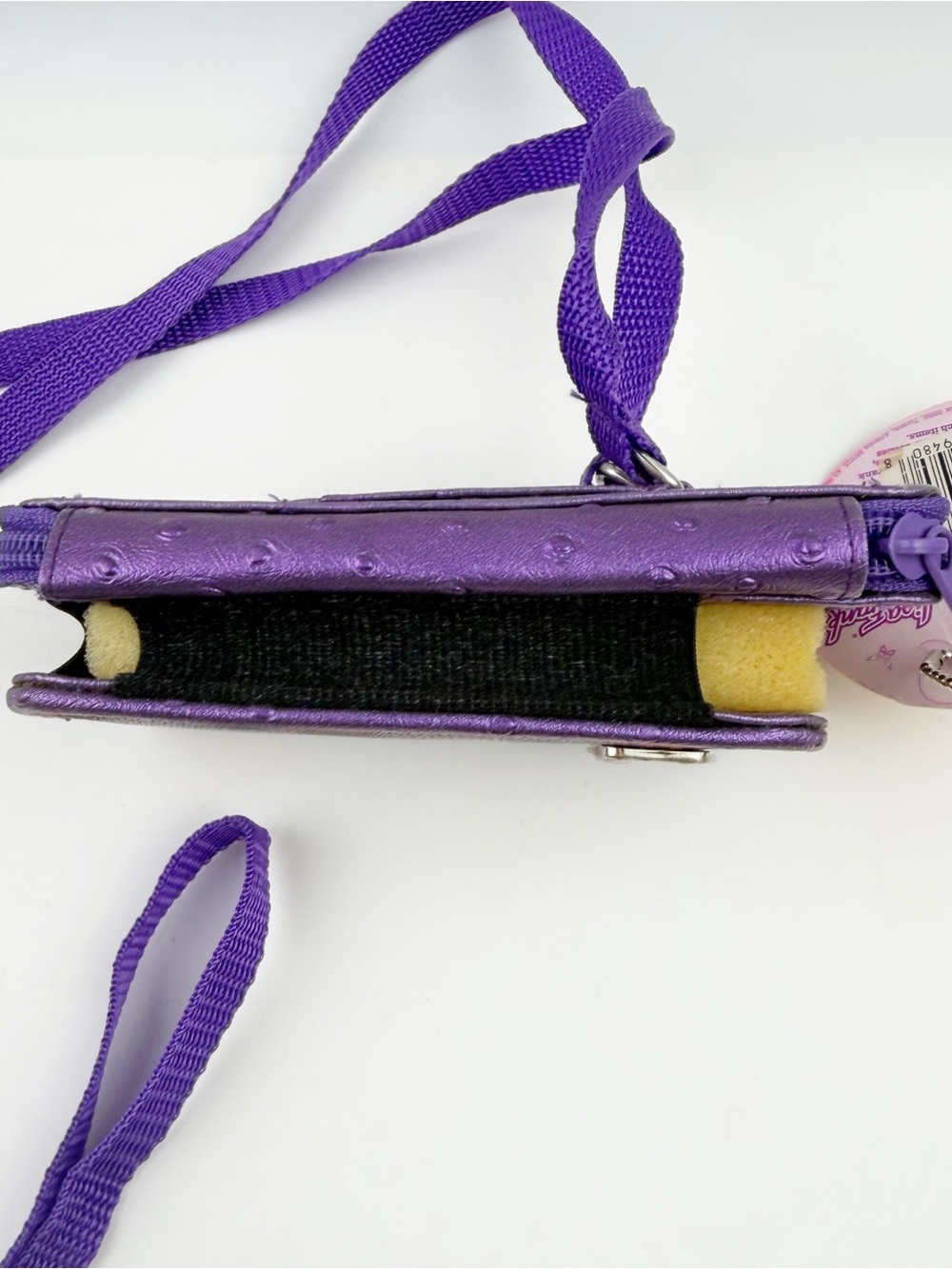 Vtg Lisa Frank Cell Phone Wallet Purse Cross Body Purple Faux Snakeskin Y2K New - Picture 3 of 11